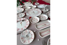 Resim Yiğit Seramik Züccaciye Lavinya Model 6 Kişilik 21 Parça Röfyeli Modern Kahvaltı - Brunch Takımı (Fuşya) 