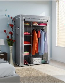 Resim Reyo Prado Elit Yandan Raflı Çelik Profilli Bez Dolap Gri 