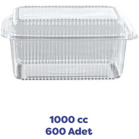 Resim TiriStore Kapaklı 1000 cc Yüksek Kapak Sızdırmaz Plastik Kap 600 Adet Şeffaf 