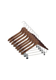 Resim Nyn Ahşap Askı Mandallı Gömlek Etek Askısı Ceviz Renk 14 Adet 