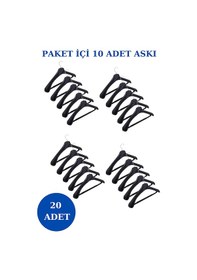 Resim 20 Adet Plastik Yüksek Kalite Ceket Askısı Elbise Askısı Siyah 