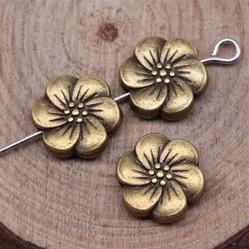 Resim 10 Adet Vintage Alaşımlı 5 Yapraklı Çiçek Boncuk - Altın Tonlu Bitiş, Detaylı Tasarım, DIY Takı Yapımı için Dayanıklı Malzeme, Bileklik, Kolye ve Küpe Aksesuarları, Antika Etkili Boncuklar, Çiçekli Desenli Boncuklar 