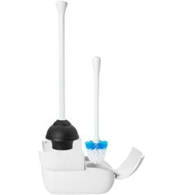 Resim Set Tuvalet Fırçası & Piston Kombinasyonu, Beyaz Açık Ahşap 