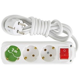 Resim 3'lü Anahtarlı Topraklı Priz, Beyaz, 2 M 1 