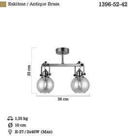 Resim E&D Collection Lucea HOME MANIA, Lucea Ponte, Plaf. Eskitme 2 X E27, 1396-52-42, 2'li, Eskitme 