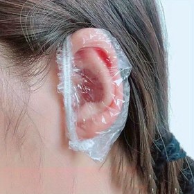 Resim 100 adet Şeffaf Yüksek Kaliteli Kulak Koruyucuları - Banyo, Saç Boyama ve Salon Kullanımı için Elastik Duş Kulak Kapakları, Kulakları Kuru ve Şık Tutuyor 