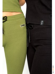 Resim Jogger Kadın Pantolon Tayt | Haki Yeşili Süper Soft Kumaş - s 