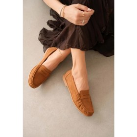 Resim Selin Shoes Vento Düz Taban Klasik Kadın Ayakkabı- Taba Süet 