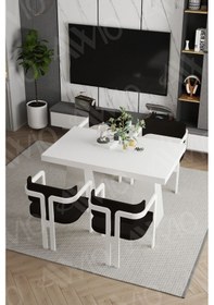 Resim Avvio Leon Lake Mdf Ayak Tokyo Demonte Sandalye 80x120 Yemek Masası Mutfak Masası 4 Kişilik Beyaz 