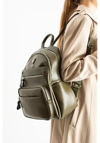 Resim Baginn Vegan Deri Kadın Sırt Çantası 35 25 Cm Yağmur İtici Kumaş Mega Bag Günlük Kullanıma Uygun Yeşil 