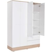 Resim adoremobilya Base 4 Kapılı 2 Çekmeceli Gardırop-Italyan Meşe / Beyaz 