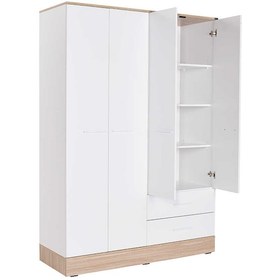 Resim adoremobilya Base 4 Kapılı 2 Çekmeceli Gardırop-Italyan Meşe / Beyaz 