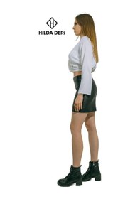 Resim Hilda Deri Mini Etek Hakiki Kuzu Derisi Siyah Aidan 001 