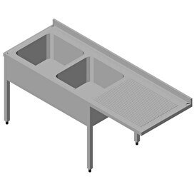 Resim Öztiryakiler Bulaşık Makinesi Üstü Evyeli Tezgah 2G/1D Sağ 180x60 CM 