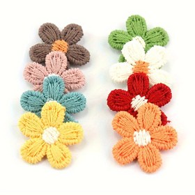 Resim 80 Adet Sevimli Örgü Beş Yapraklı Çiçek Aplikeleri, 1.5cm - DIY Saç Tokaları, Baş Aksesuarları & El Sanatları Süslemeleri İçin Mükemmel 