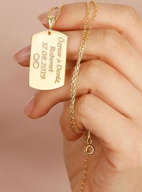 Resim Silvano Jewelry 925 Ayar Gümüş Kişiye Özel Isimli Künye Kolye 