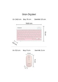 Resim Pembe Kablosuz Klavye Ve Mouse Seti Renkli 