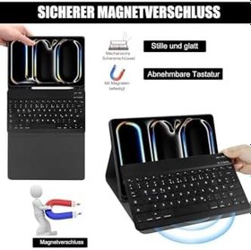 Resim M.TK moveteck İpad Pro 13 Inç M4 Çip 2024 Uyumlu Bluetooth Özellikli Standlı Kalem Bölmeli Klavyeli Kılıf, Siyah, Tek Ebat, KLAVYE-PRO13-SİYAH 