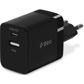 Resim Ttec Smartcharger Duo PD 45W Seyahat Hızlı Şarj Aleti Siyah 