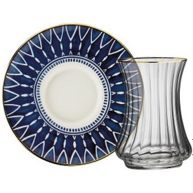 Resim Sandro Moreno 1453 Deep Blue Optik 12 Parça 6 Kişilik Çay Seti 110 ml 