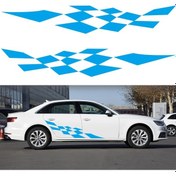 Resim 2 Adet / Takım D-943 Damalı Bayrak Desenli Araba Modifiye Dekoratif Etiket Mavi 