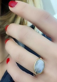 Resim OSESHOP Ay Taşı 925ayar Gümüş Tasarım El Işi Doğal Taş Yüzük 