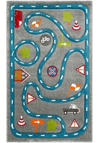 Resim akbel halı & yatak exclusive home design Kids KDS 19 Gri Mavi - Yumuşak Dokulu Hav Toz Vermez Çocuk Halısı 