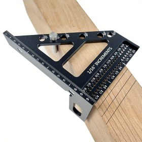 Resim Yüksek Hassasiyetli Alüminyum Miter Üçgen Cetvel - 3D Çok Açılı Ahşap İşleme Kare ile Geliştirilmiş Delik Çizici, Dayanıklı Anodize Kaplama 