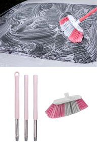 Resim AboutThePerfect 3 Parçalı 115 cm Pembe Saplı Araç Yıkama Fırça Seti 