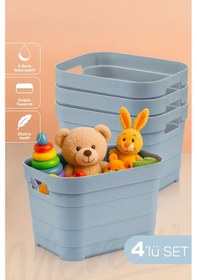 Resim Vienev 4'lü 5 Litre Saklama Kutusu Mavi Mavi 