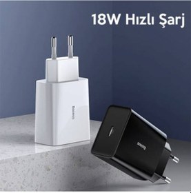 Resim Baseus Akıllı Şarj 18W PD Type-C Hızlı Şarj Adaptörü, MacBook Pro,Android ve Apple Uyumlu iOS 