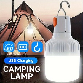 Resim 1 adet USB Lamba, Şarj Edilebilir Taşınabilir Kamp Lambası, Çadır Lambası, Mini El Feneri, Açık Ev Balıkçılık Bahçe Süs Lambası 
