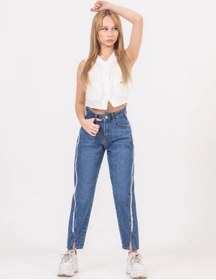 Resim Zekids Kız Çocuk Ara Püsküllü Denim Mom Jean Pantolon-13787-mavi Mavi 