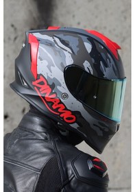 Resim Dinamo Camo Siyah-titanium-kırmızı Kask C4 Siyah 