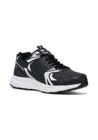 Resim Tonny Black Siyah Cilt Faylon Taban Bağcıklı Spor Ayakkabı Siyah | Unisex 