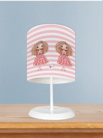 Resim Mekta Home Bebek Ve Çocuk Odası İkiz Kız Desenli Çizgili Abajur 