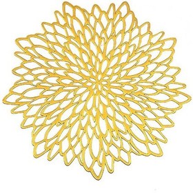 Resim 2 Adet Altın Amerikan Servis Altlığı, Pvc Amerikan Servis Altlıkları, Yıkanabilir Isı Yalıtımı Kaymaz, Yuvarlak Yapraklı Sanat Matı Nıunıu 