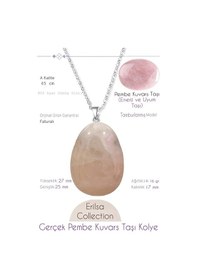 Resim Erilsa Sertifikalı Tımbıl Model Pembe Kuvars Taşı Kolye Çok Renkli 
