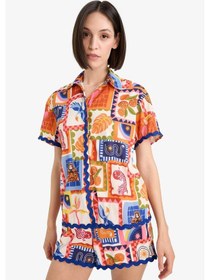 Resim DeFacto Regular Fit Tropikal Desenli Plaj Gömleği-Fall in Love F5496AX25HSOG343 