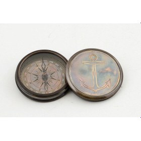 Resim Üzeri Çapa İşlemeli Pirinç Kullanışlı Pusula 