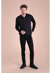 Resim Ferraro V Yaka Superfine Yün Kazak - Siyah (490433190) Siyah 