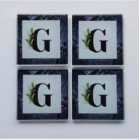 Resim Decorita Cam Bardak Altlığı G Harfli Tasarım 4'lü Takım 10 x 10 CM Çok Renkli 