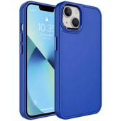 Resim Coverzone Iphone 14 Ile Uyumlu Kılıf Metal Çerçeve Tasarımlı Pastel Renkli Sert Ebullience Lacivert 