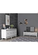 Resim Lenora TV Sehpası Ve Konsol 2'li Salon Takımı Beyaz - Gümüş 