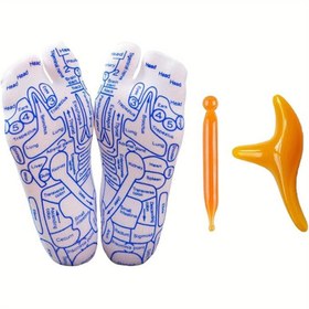 Resim Ayak Akupresür Araçları ile Masaj Çorap Seti - Taban ve Ayak Tarakları İçin Ayak Akupunktur Sağlık Çorapları, Dayanıklı Yüksek Elastik, Erkekler ve Kadınlar İçin Tasarım 