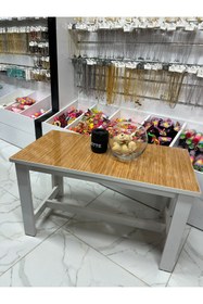 Resim ÇİÇEKLİ AVM orta sehpa bambu renk ofis sehpası ofis masası orta masa ev mutfak, balkon, bahçe sehpası 