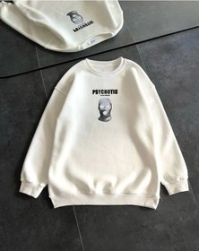 Resim Hazego Kışlık Bisiklet Yaka Baskılı Sweatshirt - Beyaz Beyaz 