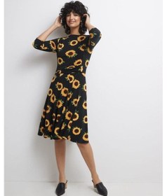 Resim Supplierby Kadın Fakir Kol Bisiklet Yaka Midi Mikro Elbise Siyah 