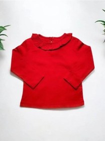 Resim Çikoby Kız Bebek Yakası Fırfırlı Kırmızı Bluz-14852 Kırmızı 