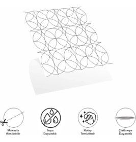 Resim MCM Group Decohandy Pvc Duvar Karosu 30X30CM 4'lü Paket - Siyah Daire Geometrik Desen 0,36M2 